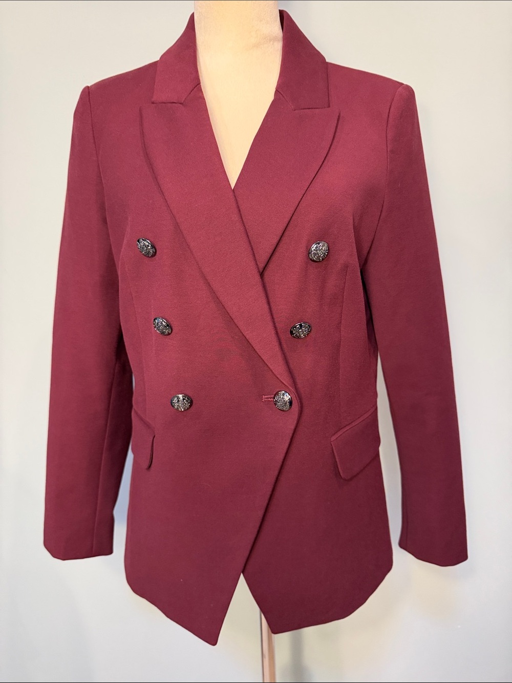 White House Black Market Double-Breasted Wine Blazer Size 10